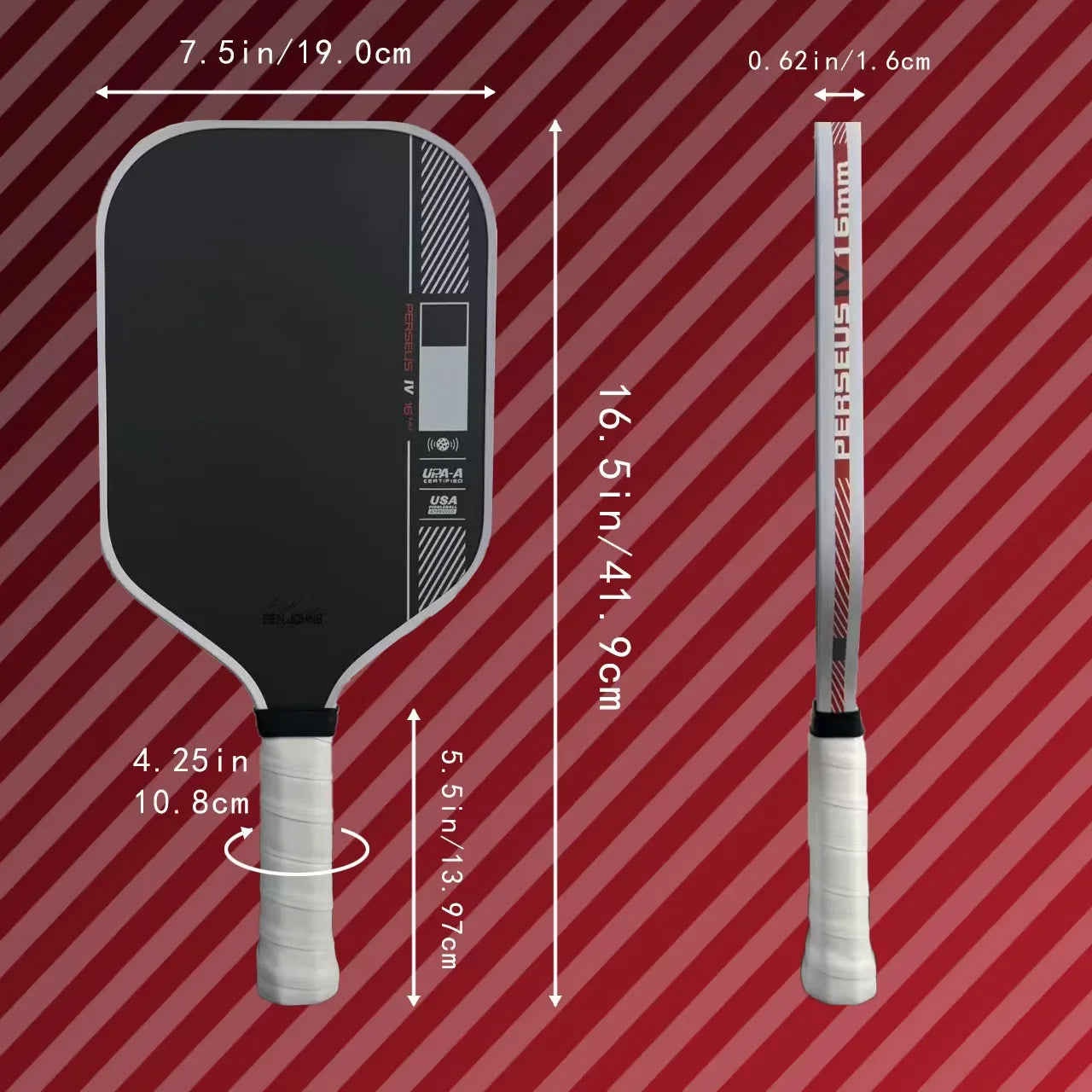 PRO IV T700 Carbon Fiber Pickleball Paddle Reinforced grip for power and spin Non-slip handle Polymer core Unisex