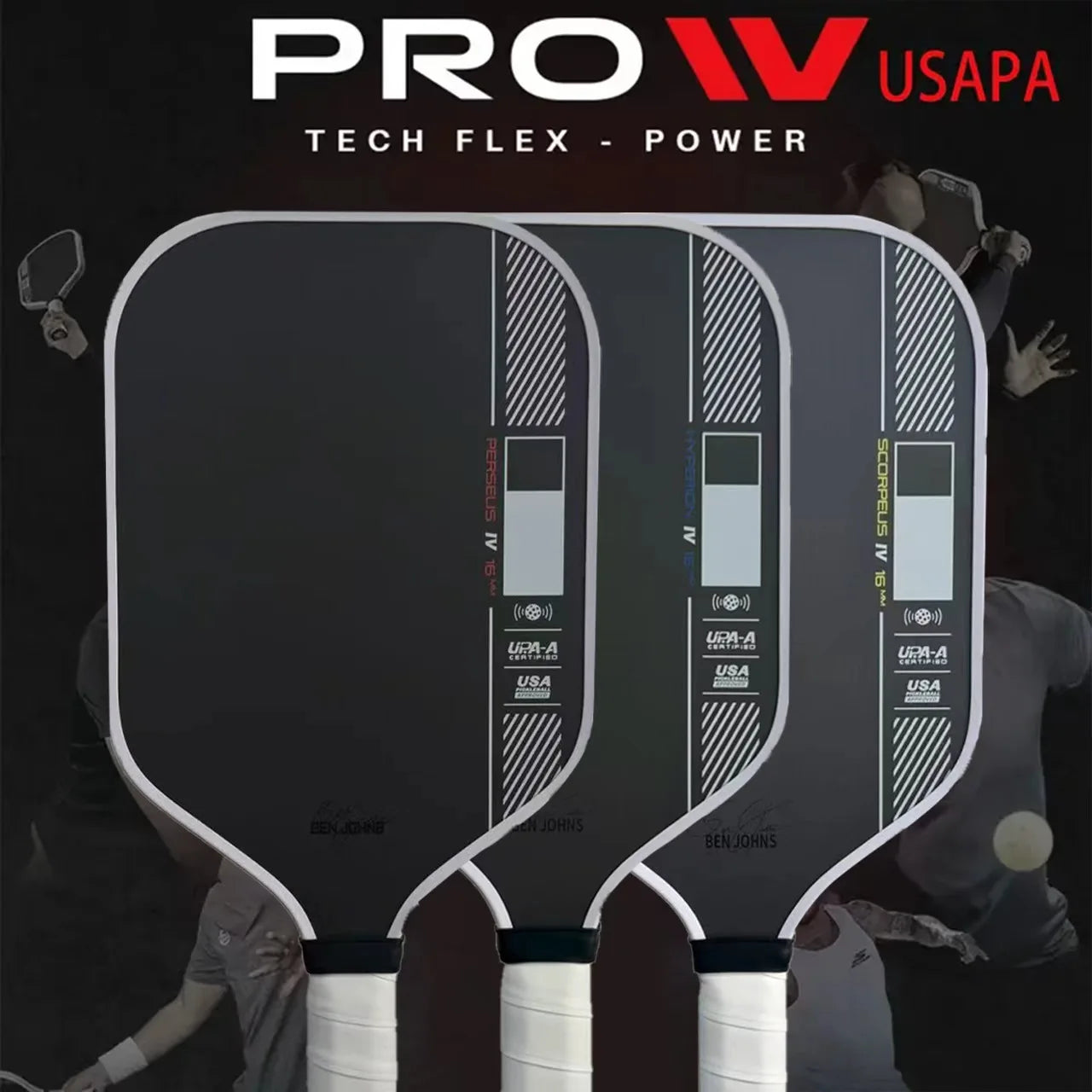 PRO IV T700 Carbon Fiber Pickleball Paddle Reinforced grip for power and spin Non-slip handle Polymer core Unisex