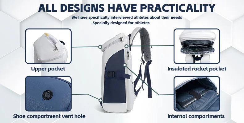 Unisex Padel Pickleball Racquet Backpack Waterproof Large Capacity Badminton Pickleball Racket Bag Pickleball Padel Sports Bag