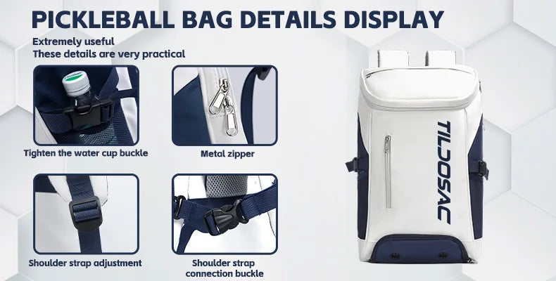 Unisex Padel Pickleball Racquet Backpack Waterproof Large Capacity Badminton Pickleball Racket Bag Pickleball Padel Sports Bag