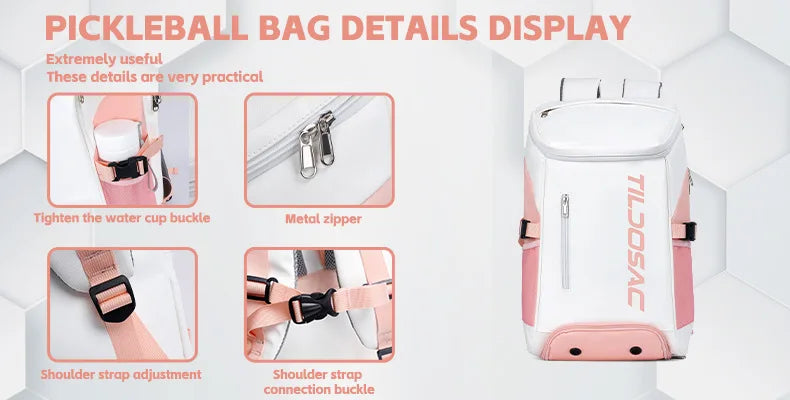 Unisex Padel Pickleball Racquet Backpack Waterproof Large Capacity Badminton Pickleball Racket Bag Pickleball Padel Sports Bag