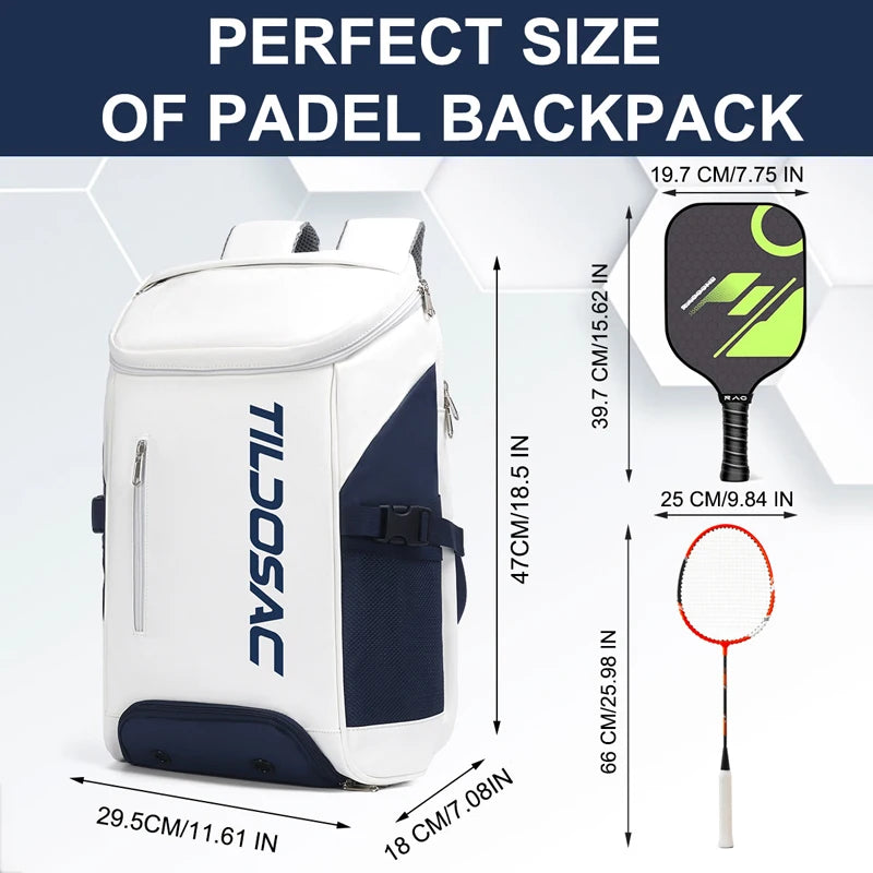 Unisex Padel Pickleball Racquet Backpack Waterproof Large Capacity Badminton Pickleball Racket Bag Pickleball Padel Sports Bag